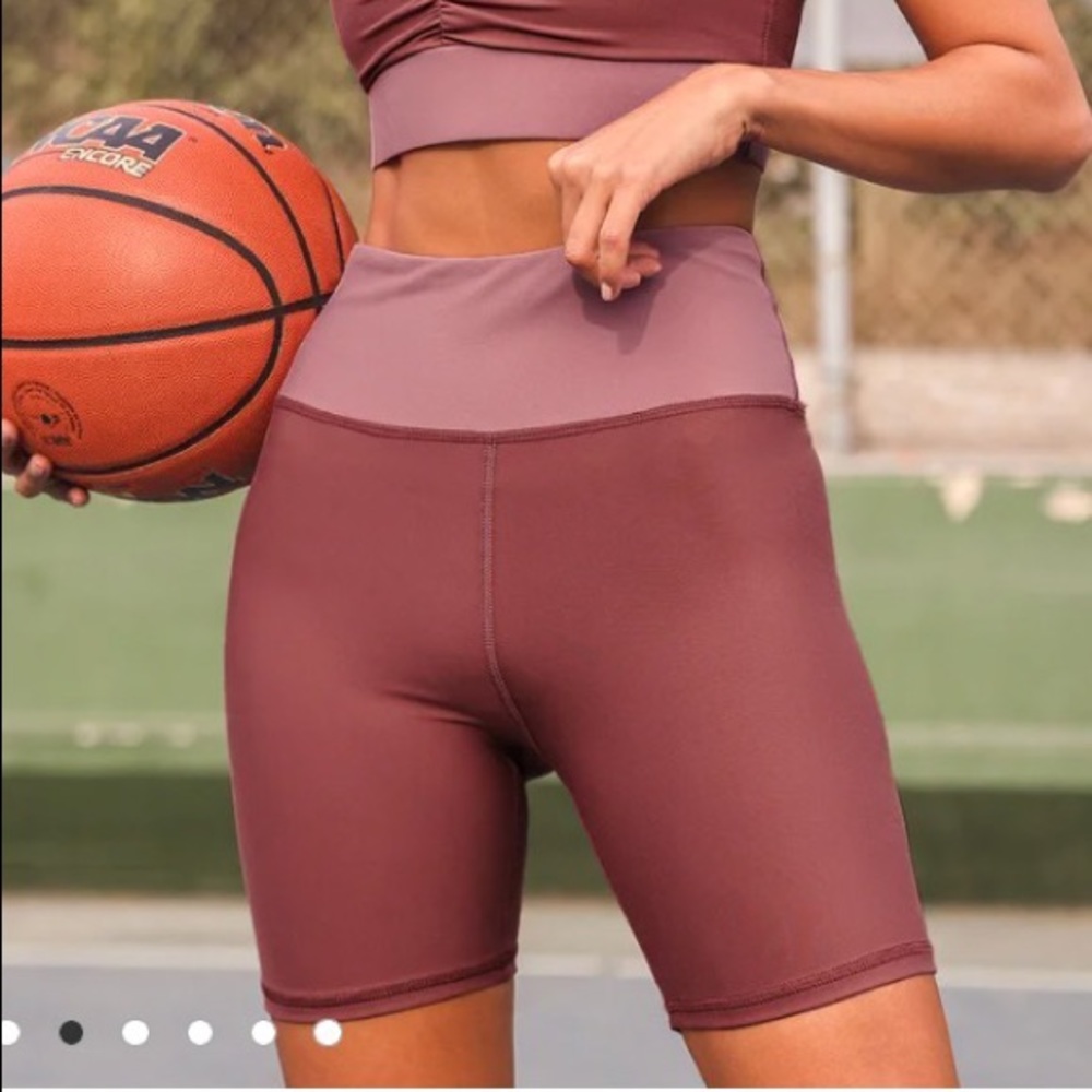 Stretch It Out Mauve Purple Color Block High Wais… - image 2